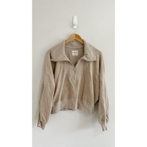 Abercrombie & Fitch Tan Quarter-Zip Sweatshirt